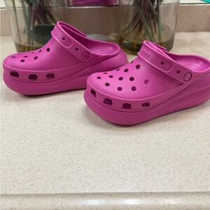 CROCS Elevated Pink platform, slides Sandals